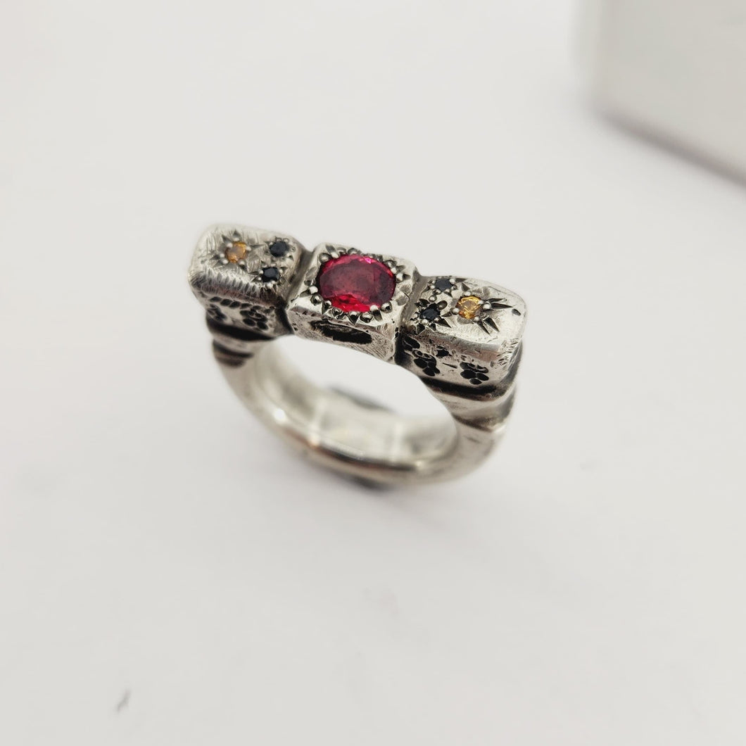 Ruins Ring with Rasberry Sapphire