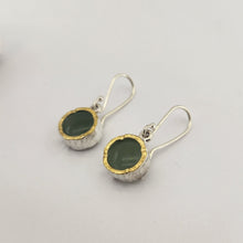 Load image into Gallery viewer, Round Drop Earrings - Pounamu with 22ct Gold Edge
