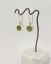 Load image into Gallery viewer, Round Drop Earrings - Pounamu with 22ct Gold Edge
