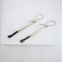 Load image into Gallery viewer, The Burnt Match Stick Earrings in solid silver by David McLeod.
