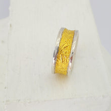 Load image into Gallery viewer, The medium Text-ure ring in 22ct gold and sterling silver. Handmade NZ jewellery by David McLeod.
