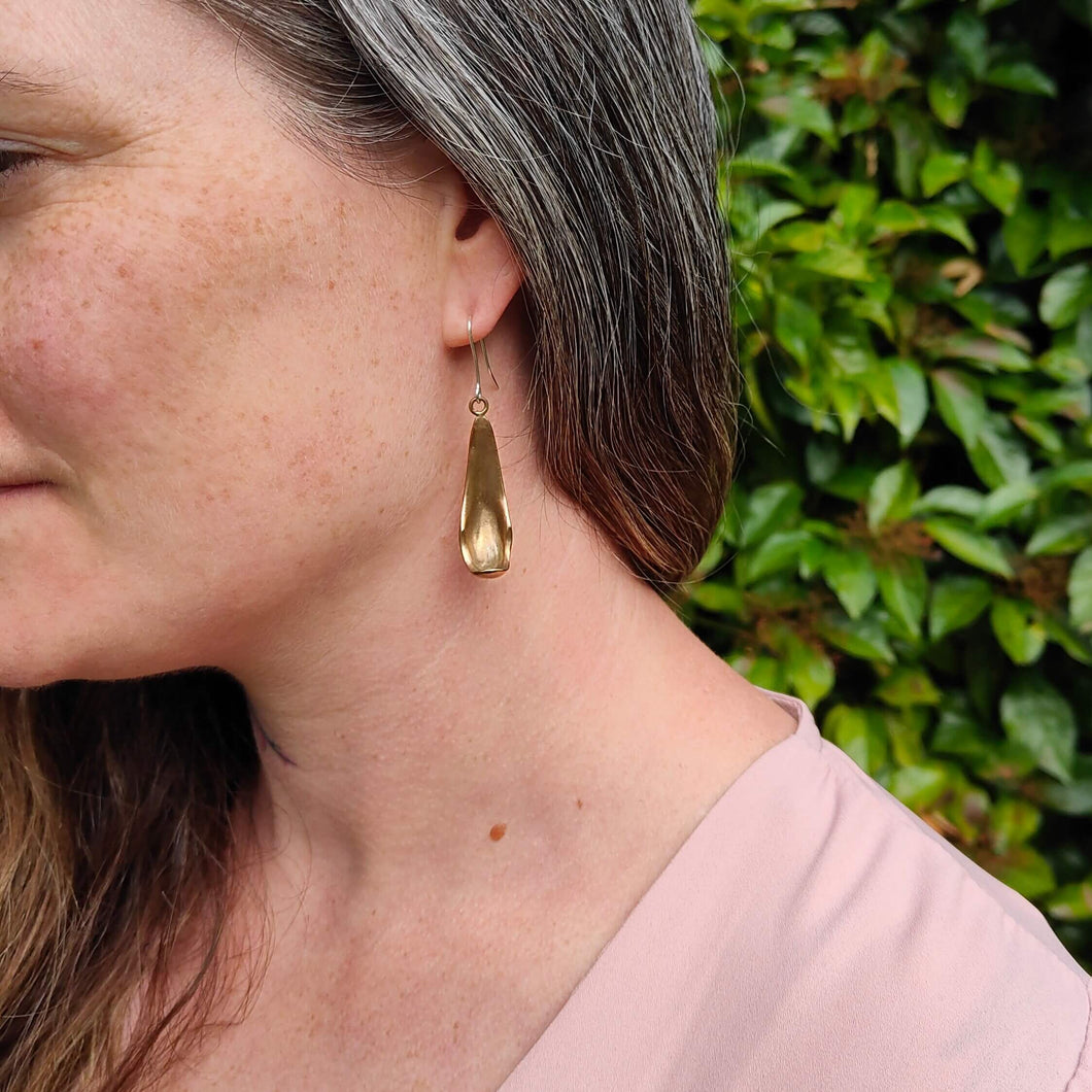 The Petal drop earrings by Buster Collins are a classic and beautiful statement pair. Hand crafted NZ made earrings at Mason and Collins.