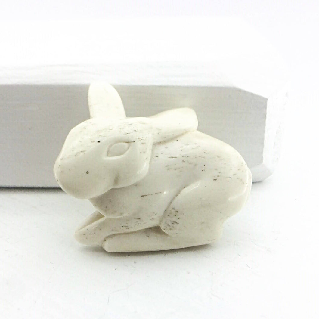 The Rabbit Brooch carved in bone with a sterling silver back. Hand crafted by NZ jeweller Vaune Mason.